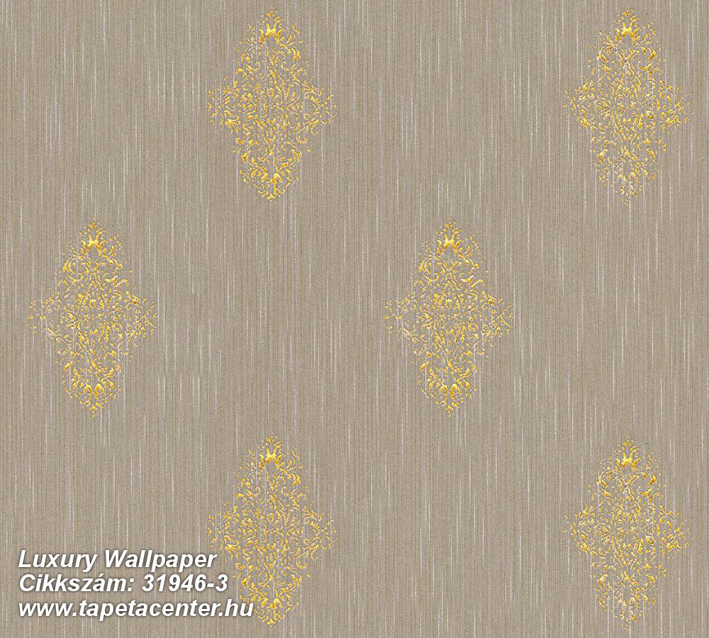 Barokk-klasszikus,valódi textil,arany,barna,gyengén mosható,vlies tapéta 